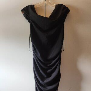 Abercrombie & Fitch Black Smocked Midi Dress Sleeveless Ruffle Cocktail Large